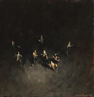 Les eIgareIs 1, huile sur carton, 16 x 16 cm